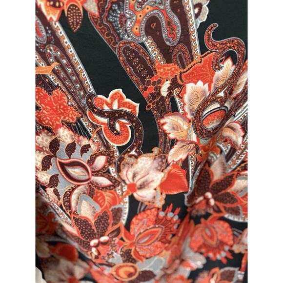 Tie Rack London Silk Scarf Rolled Hem Square Black Red Floral Geometric Artsy - Picture 3 of 9